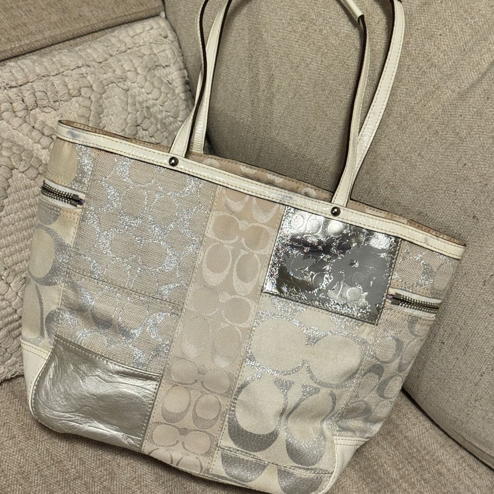 COACH Patchwork Shopper Tote in White - image 2
